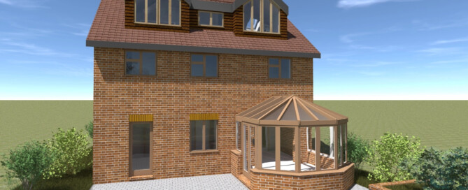 Residence in Bromley London - Loft Conversion and First Floor Extension- 3D Modelling and Rendering Rear Elevation Proposed - Designed by Stella Kordista RIBA and ARB Architect