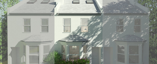 Residence in Teddington, London - 3D Modelling & Rendering - Front Elevation Proposed - Designed by Stella Kordista RIBA and ARB Architect