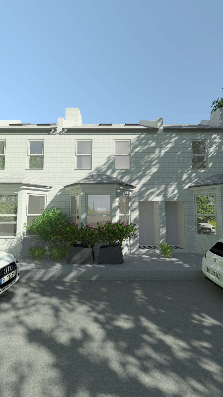 Residence in Teddington London - 3D Modelling & Rendering of Front Elevation Proposed View 2 - Designed by Stella Kordista RIBA and ARB Architect