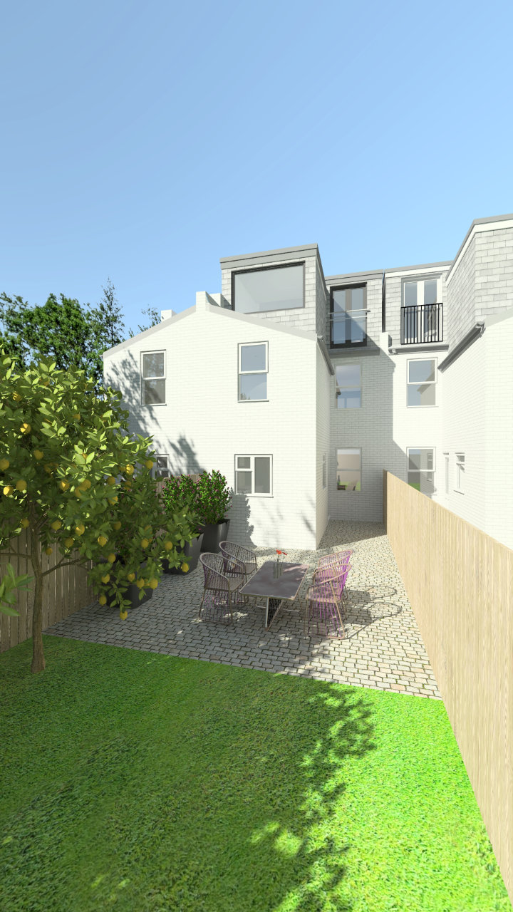 Residence in Teddington, London - 3D Modelling & Rendering of Rear Elevation Proposed view 2 - Designed by Stella Kordista RIBA and ARB Architect